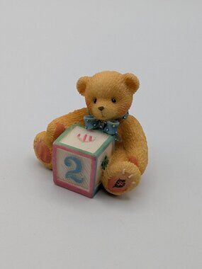 Cherished Teddies Bear with Number 2 Block (302848) 1997 Mini Figurine